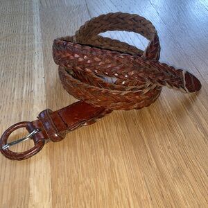 Vintage Braided Genuine Leather Belt Size 36 Mahogany Brown 1990s 90s